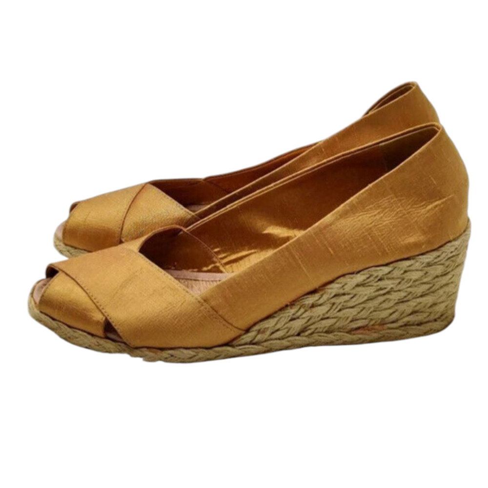Lauren Ralph Lauren Gold peep toe Espadrille Sandal 9.5